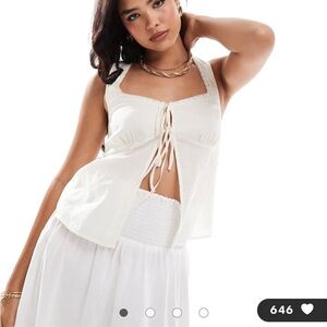 ASOS Cream Tie-Front Top NWT